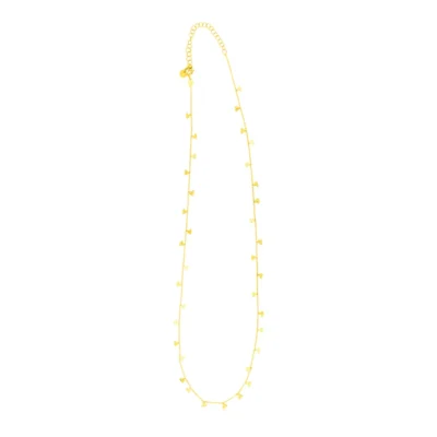 14K Yellow Gold Necklace with Dangling Hearts